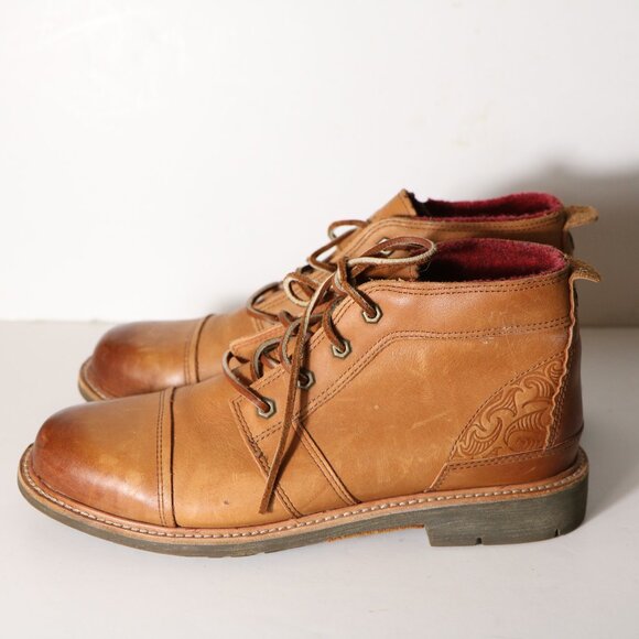 Olukai Mauna Iki Mens Leather Lace Up Chukka Boot 11 Brown Wool Lining - Picture 9 of 9